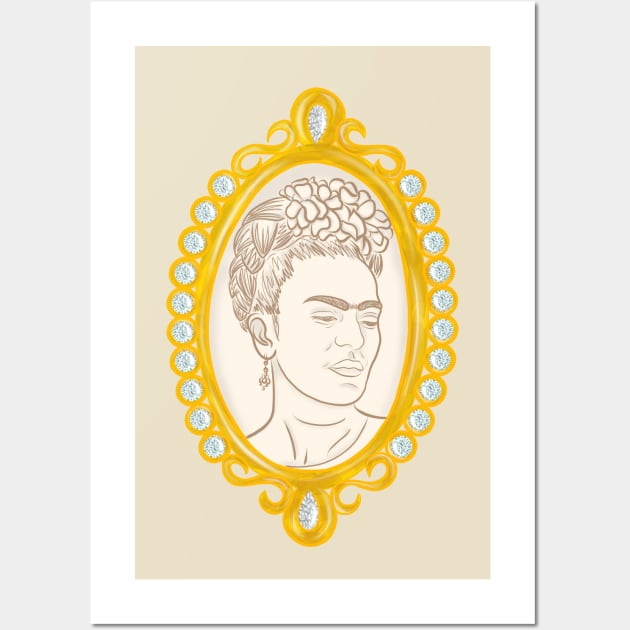 Frida Kahlo Cameo Pin Wall Art by RachaelBurriss